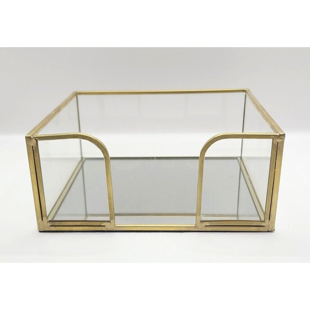 Napkin Holder Square Acetate Mirror Gold Brass Stylish Table Scape